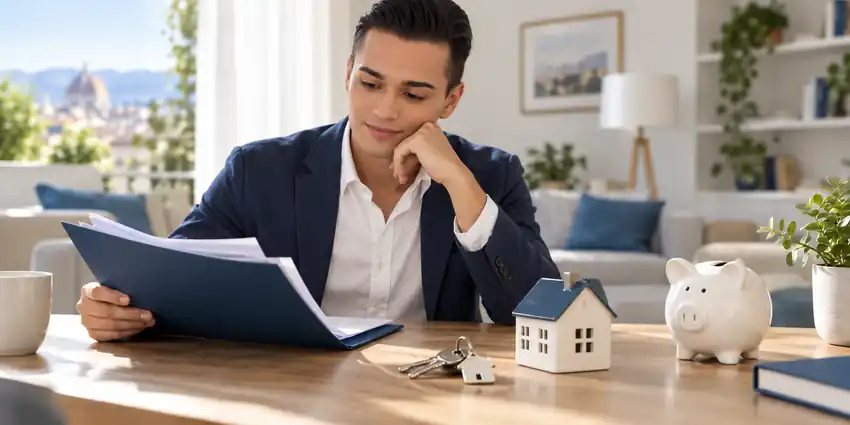 Illustration of Gabriele reviewing documents in a scene related to the article.