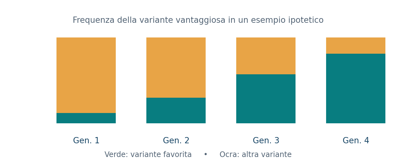 Selezione: variazione nelle frequenze dei fenotipi attraverso le generazioni