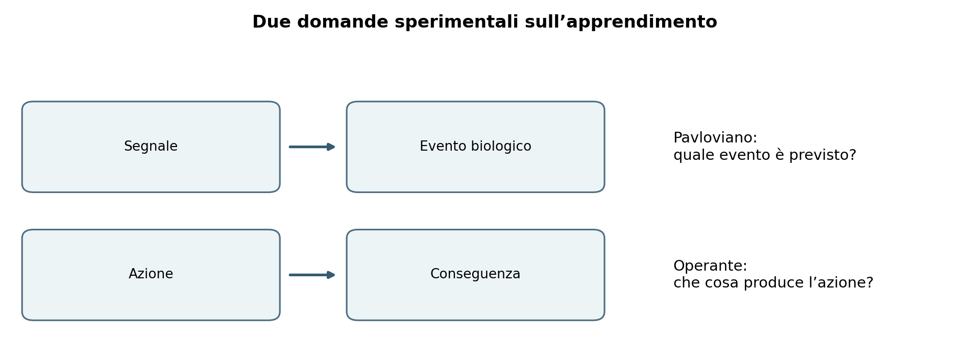 Figura 7.1 — Un confronto fra condizionamento pavloviano e operante.