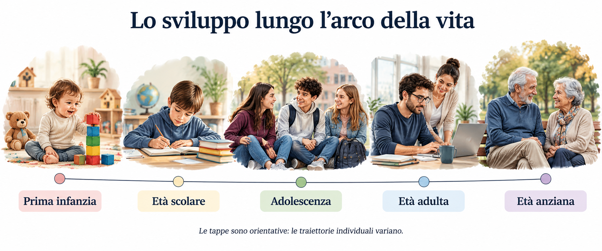 Figura 11.1 — Tappe orientative dello sviluppo lungo l’arco della vita.