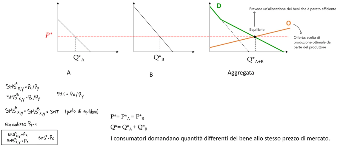 Figura - I saggi marginali di sostituzione sono diversi, lo posso vedere dalle curve individuali della domand