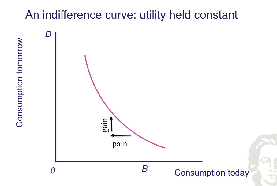 Intertemporal consumption indifference curve.